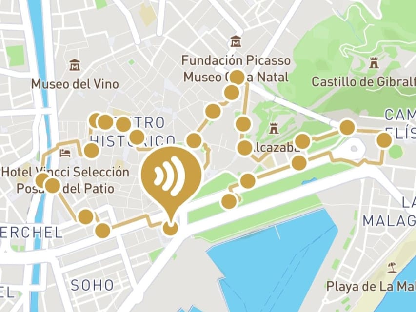 Audioguide City Walk Malaga for cruises (German & English) - Starting at the central fountain, then learning station by station