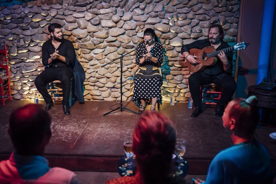 Malaga: Authentic Flamenco Show at El Gallo Ronco - Inside the performance: dancers, singer, and guitar in one tight circle