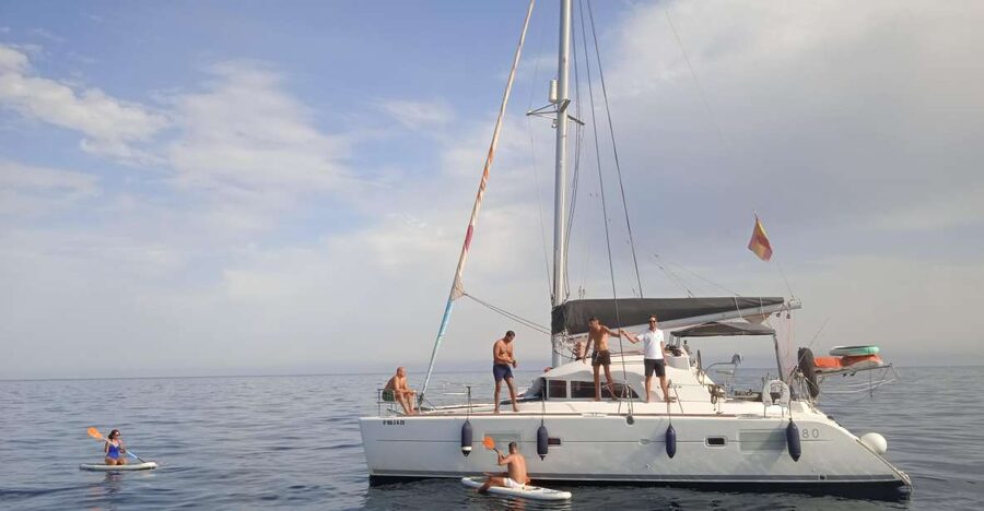 Marbella: Private Cruise in Catamaran - Water Sports You Can Actually Use: Paddle Surf, Kayaking, and Fishing Gear