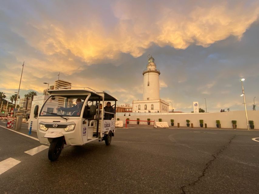 Tour TukTuk Málaga - The Early Stops: Banco de España to Pedro Luis Alonso Gardens